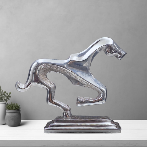 Transform your space with a majestic silver horse statue