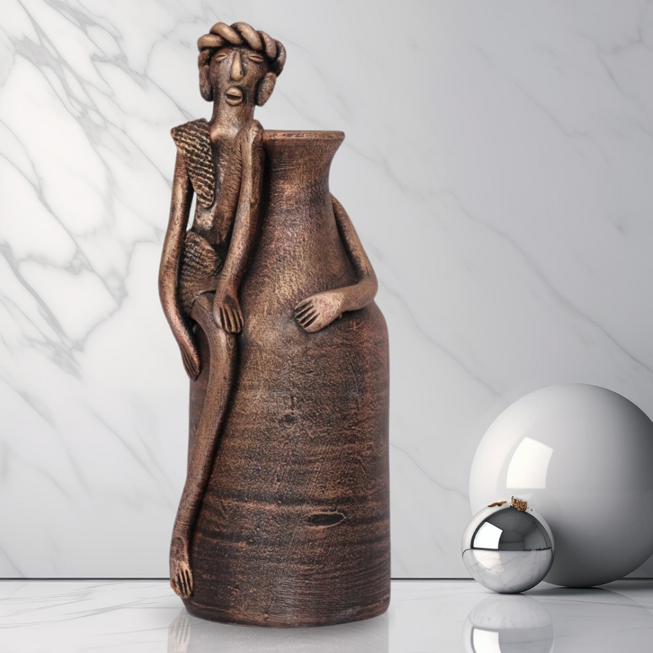 Terracotta Vase with Man